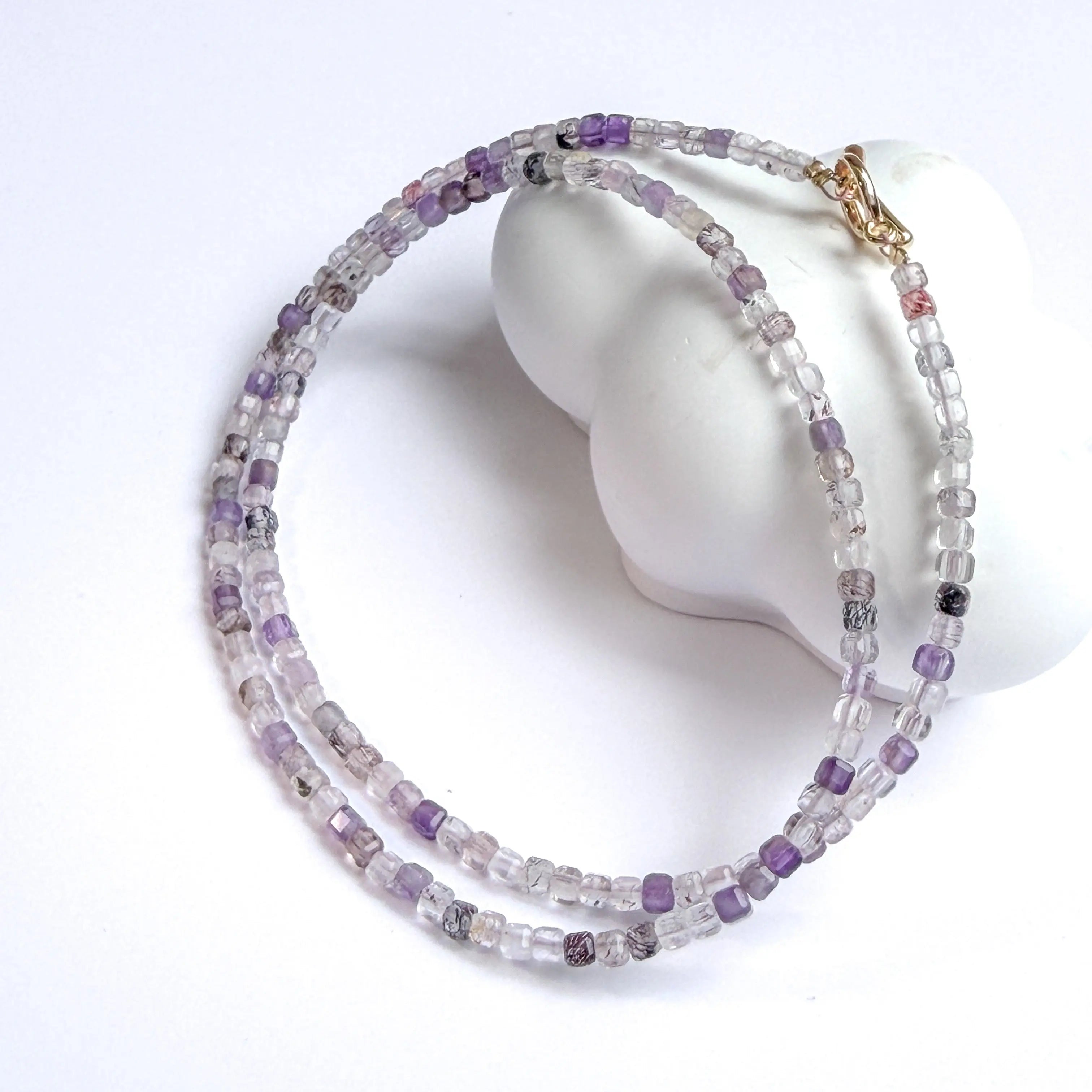 Ethereal Union - Super 7 Amethyst Japanese Minimalist Necklace